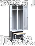 Шкаф для одежды 2-х створчатый с задвижной скамьей (верх липа) 500х600х1860