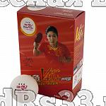 Мяч для наст. тенниса Double Fish 3***, World Cup диам. V40+мм, ITTF Appr,плаcтик,упак.6 шт,белый