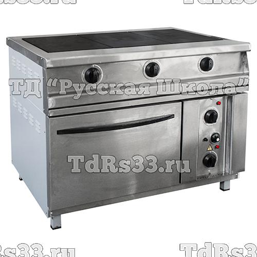 Плита электрическая 3-х конфорочная напольная с жарочным шкафом ПЭП-0,51М-ДШ (лицо нерж) (1095х860х860(880)мм, 17кВт, 380В)