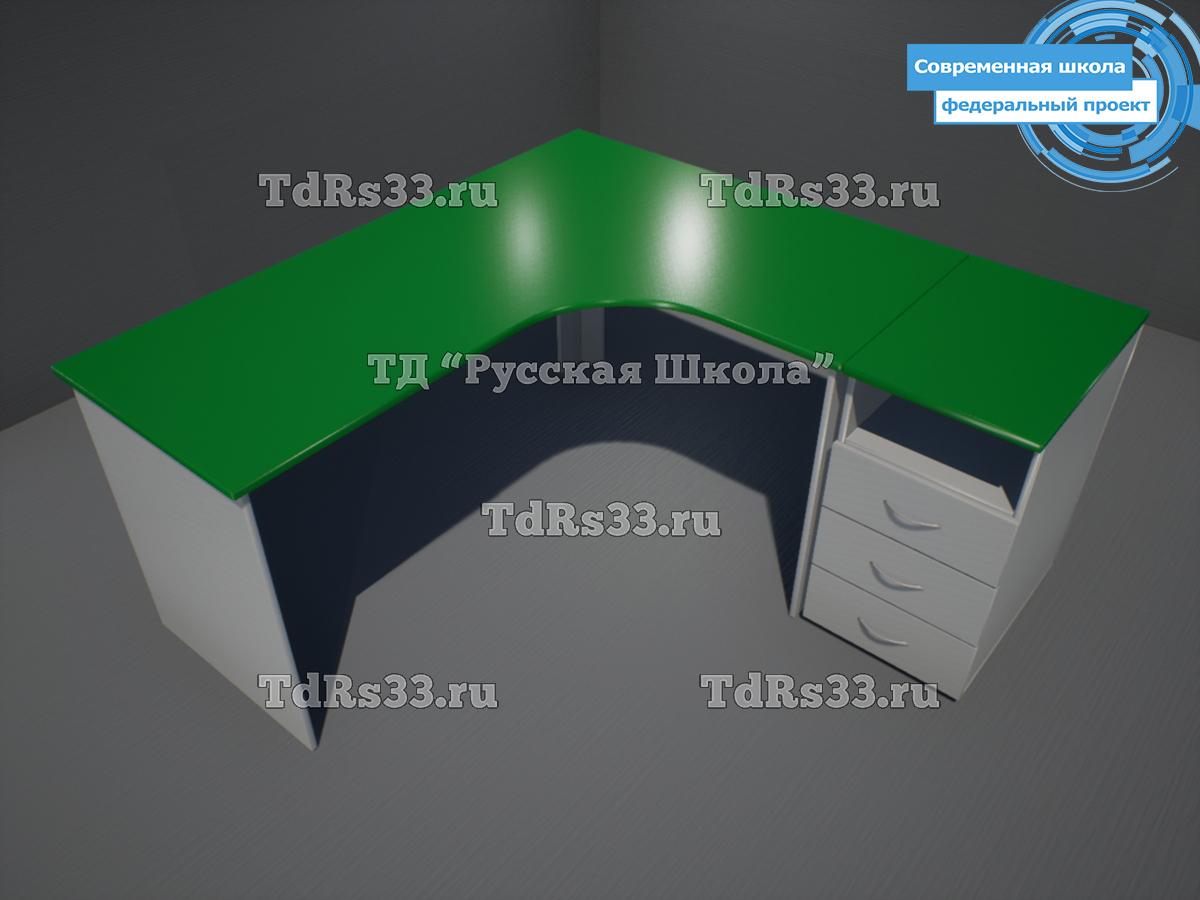 Стол учительский угловой с тумбой 3 ящика "Современная школа" (ст. Зелёная, кор.Серый, кр. Серая)