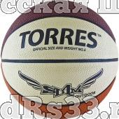 Мяч баск. любит. "TORRES Slam" арт.B00065, р.5, износостойкая резина, нейлоновый корд, бутиловая камера, бежево-бордово-оранжевый