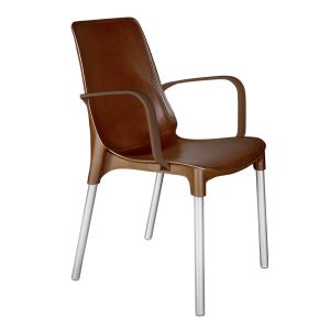 Стул с подлокотниками для кабинета СM76 (ц.с.Коричневый, ц.н. Хром)
