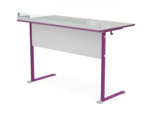 Стол ЭКО ученический лабораторный 2-местный нерегулируемый с бортом для физики, биологии (гр. 6, ст. Серая, мк. Фиолетовый)